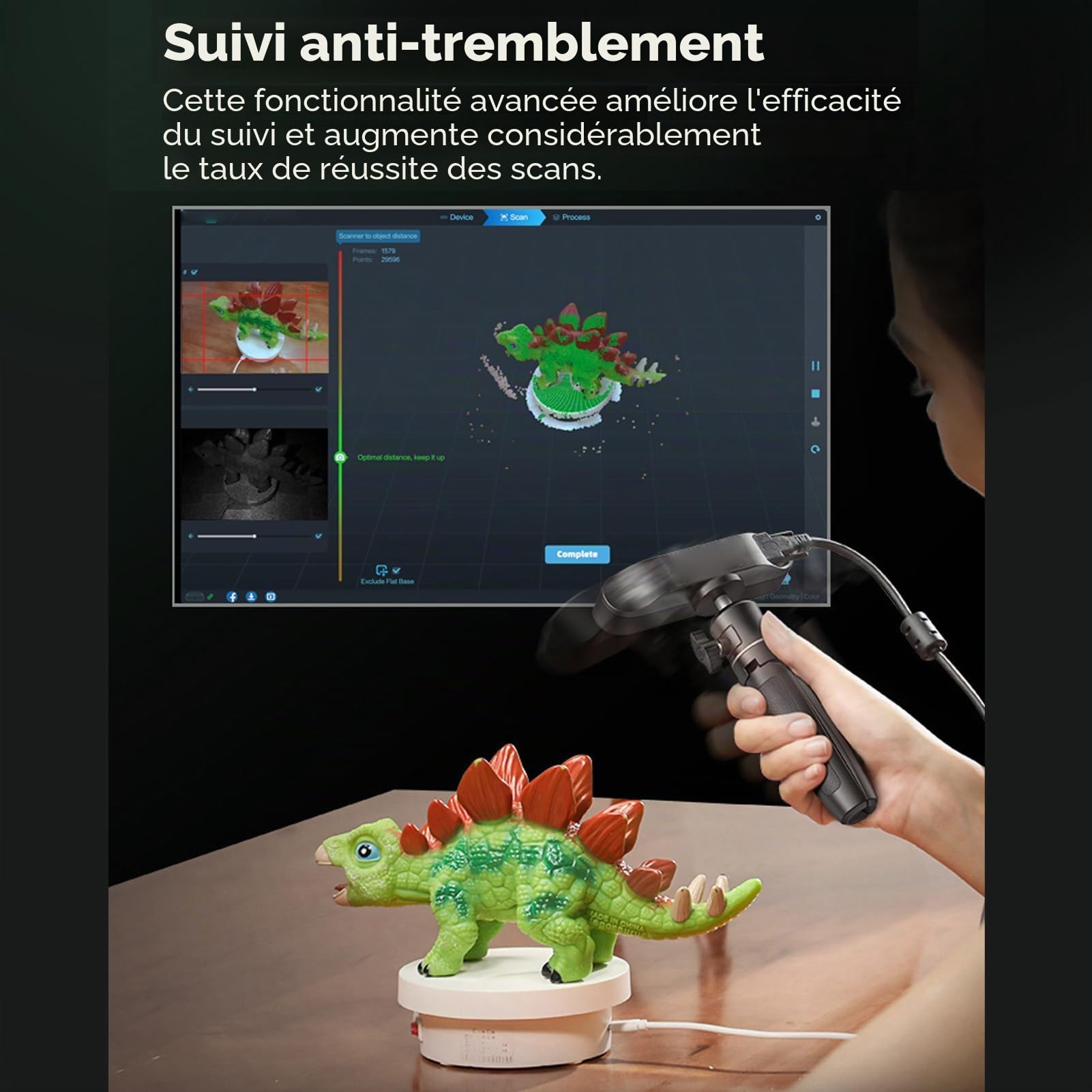 Scanner 3D Portable, Précision de 0,1 Mm Anti-shake en Couleur, Scanner 3D de Bureau avec Trépied, pour Pièces Automobiles, Impression 3D, Utilisation en Extérieur