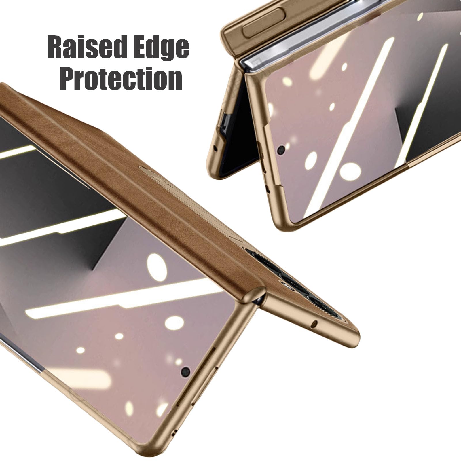 Skórzane etui do Samsung Galaxy Z Fold 7, matowe pełne owinięcie ochrona ekranu galwanizowana pokrywa zawias uchwyt odporny na wstrząsy powłoka, zielony, składany 7