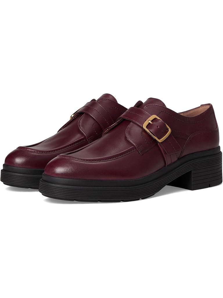 Burgundy Cole Haan Carlitta Monk Strap Lug Oxfords