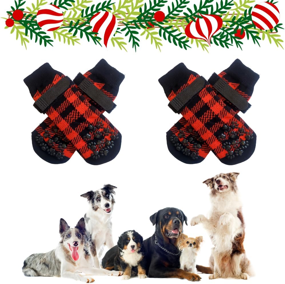 NonSlip Dog Socks with Grippers, Prevents Licking Paws
