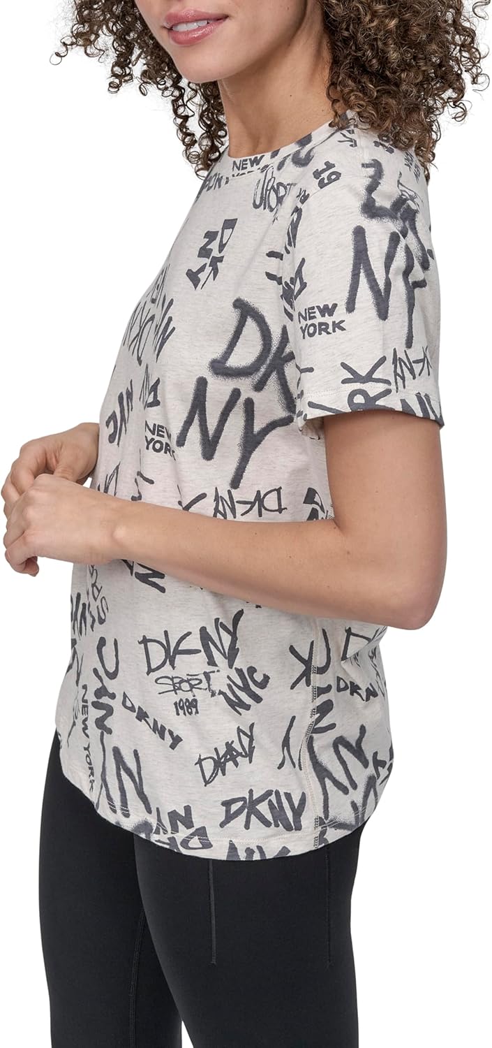 DKNY Women's Short Sleeve Printed Crewneck T-Shirt