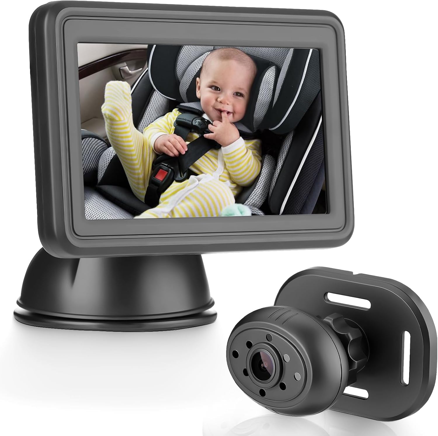 Baby Car Mirror with 4.3” HD Night Vision Function Display, Safety Car Seat Camera for Infant Newborn,Baby Mirror with Clear Vision & 360° Rotation,Shatterproof & Easy Installation for All Vehicles Baby Car Mirror with 4.3” HD Night Vision Function Display, Safety Car Seat Camera for Infant Newborn,Baby Mirror with Clear Vision & 360° Rotation,Shatterproof & Easy Installation for All Vehicles