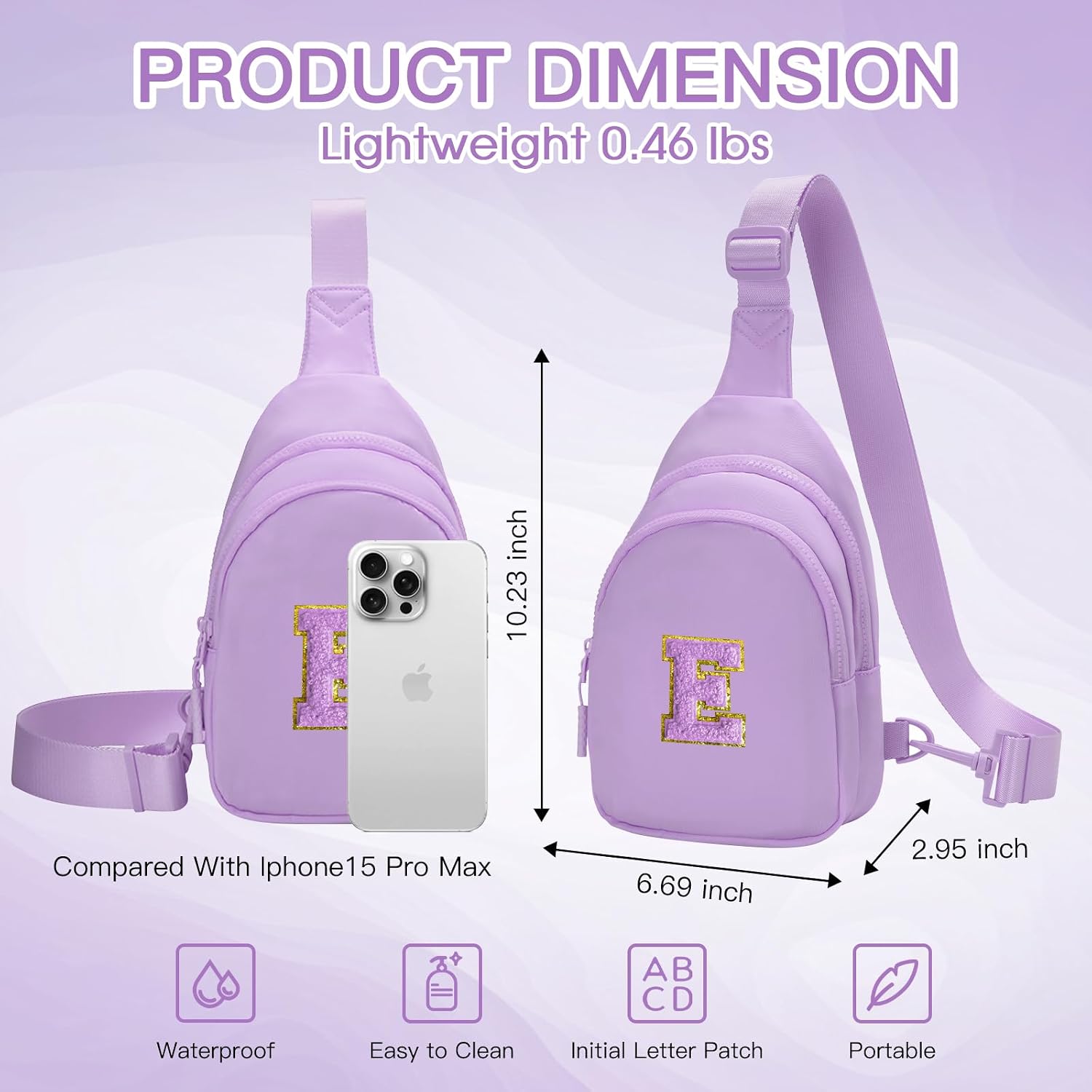 Viverte Small Initial Sling Bag for Girls & Women - Cute Crossbody Fanny Pack Gift image 4