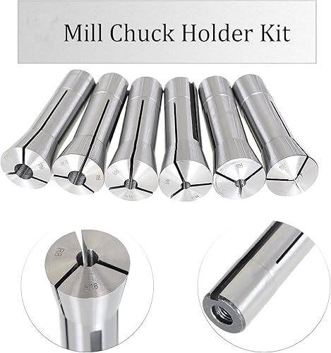 Miniatura 3 de findmall Juego de 23 pinzas R8 de 116 de pulgada - 34 de pulgada, soporte de portabrocas de acero para fresadora