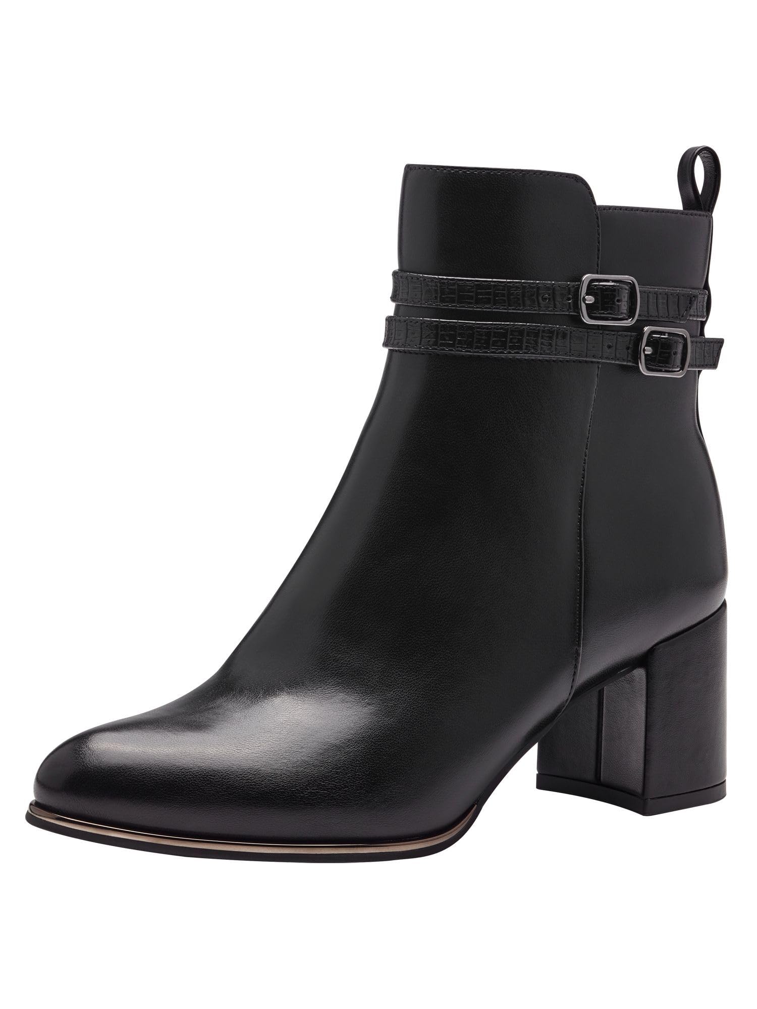 MARCO TOZZI Women's Vegan Pointed Ankle Boots with Heel, Black (Black Comb), 8.5 UK
