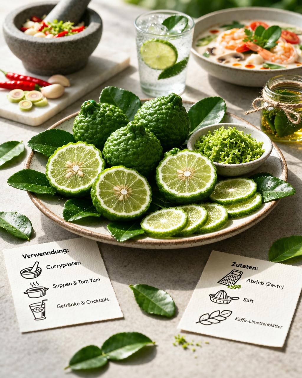 Kaffir-Limettenbaum (Citrus Hystrix) 130-180 cm – Aromatische Blätter & Früchte | Exotische Würze für Küche & Cocktails | Robuste, Pflegeleichte Zitruspflanze