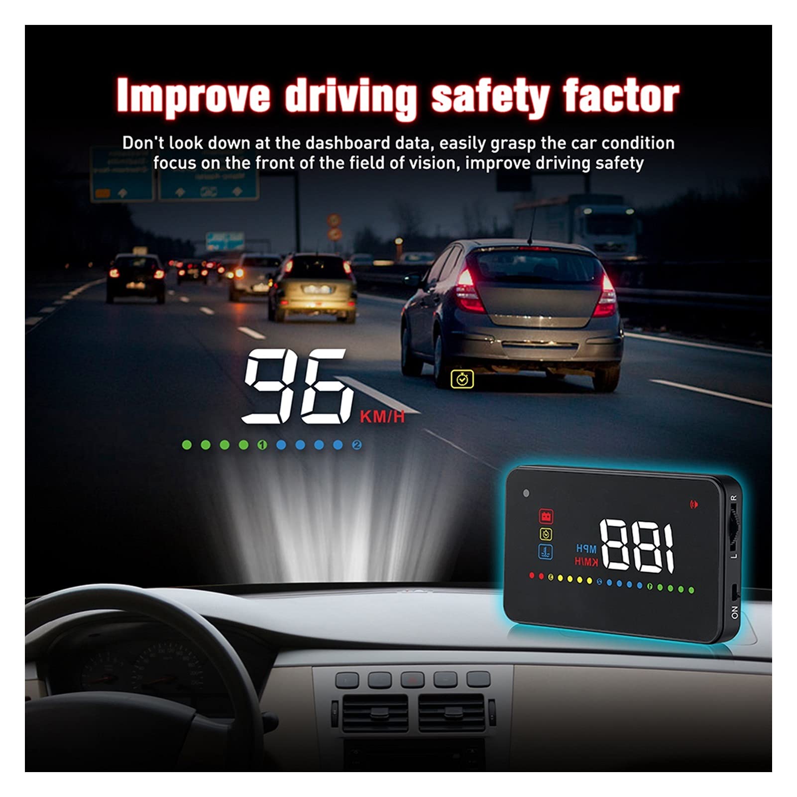 Uniwersalny cyfrowy prędkościomierz OBD2. Projekcja temperatury wody na przedniej szybie HUD. Wyświetlacz samochodem Auto Smart Gadżety do samochodu