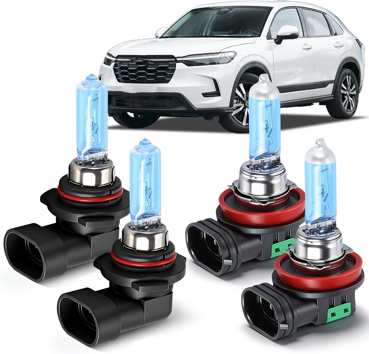 OQSNCV Fit For Honda HR-V HRV (2019 2020 2021 2022) Halogen Headlight Bulbs, 9005 High Beam+ H11 Low Beam light Headlamp Replacement Bulbs Kit 100W, Pack of 4
