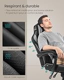 SONGMICS Fauteuil de Bureau, Chaise Gaming, RÉglable, Repose-pieds TÉlescopique, MÉcanisme À Bascule, Appui-tÊte, Support Lombaire, Charge 150 kg, Noir d'Encre et Gris Tourterelle OBG073B03 - 8
