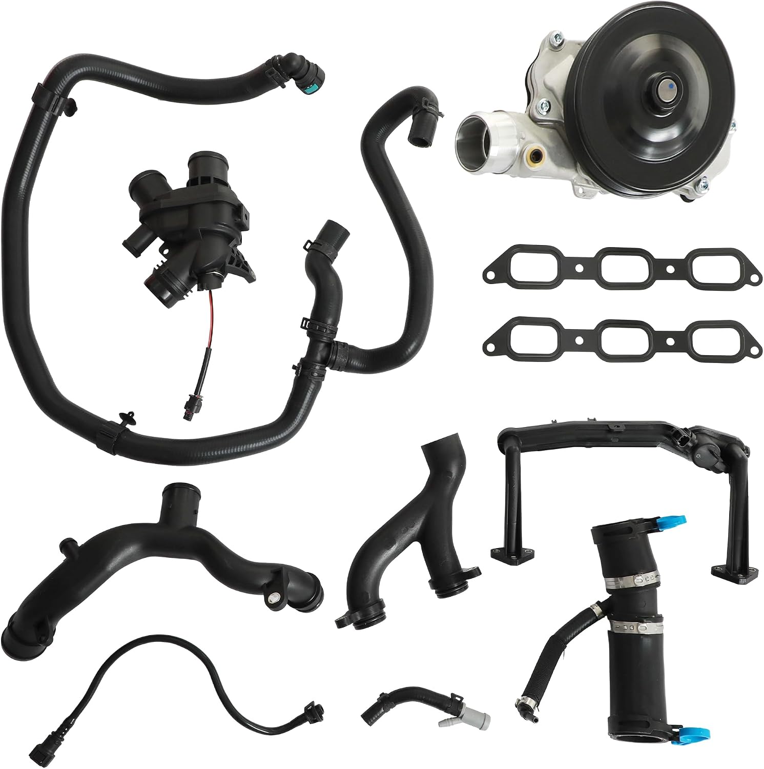AJ813909 Cooling System Replace Kit Suitable for Jaguar F-Type F-Pace XF XE Land Rover Range Rover Sport LR4 3.0L 5.0L V6 V8 2013-2019 Replace Part with Water Pump AJ812119 C2D20660 AJ813909