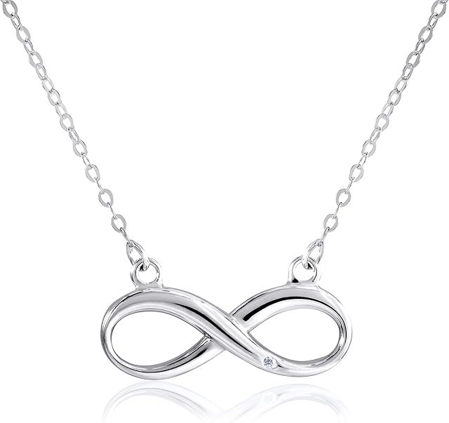 Sterling Silver Necklace with Infinity Pendant and White Zirconia Crystal Element for Women in Beautiful Gift Box | Infinity by Scarlett Chapmon