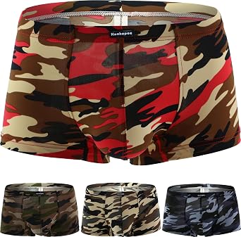 Mens Camouflage Boxer Briefs Low Rise Mens Under Comfort Ultra Soft Stretch underwear