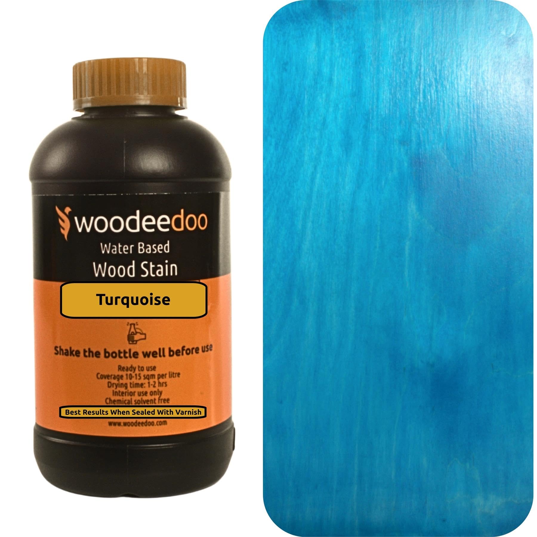 WooDeeDoo Water Based Wood Stain | Wood Dye | Ready to Use | Environmentally Friendly | Solvent Free | Odour Free | 200 ml | Turquoise