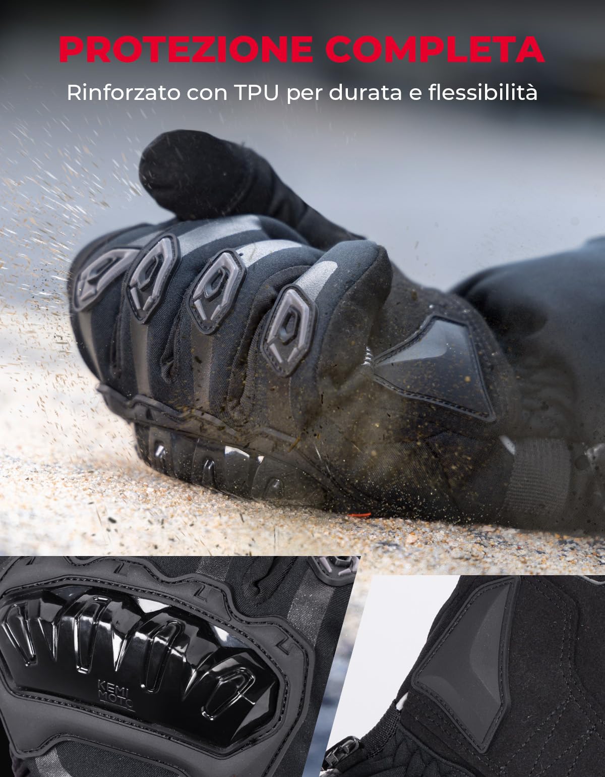 KEMIMOTO Guanti Riscaldati Moto Uomo, Ricaricabili Guanti Invernali Impermeabili Touch Screen con 3000 mAh Batterie, Adatti da -20°C a -5°C, Ideali per Motociclismo e Ciclismo