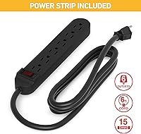 Vista 2 de D-Line Caja de organización de cables con 6 tomas de corriente de CA de 6 pies, oculta los cables de extensión y el exceso de desorden de cables