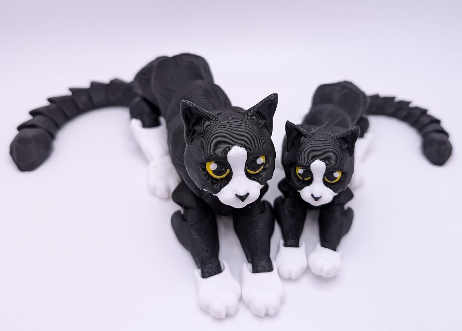 3D Printed Cat - Articulated Multicolor Fidget Kitty Toy (White Multicolor, Small)