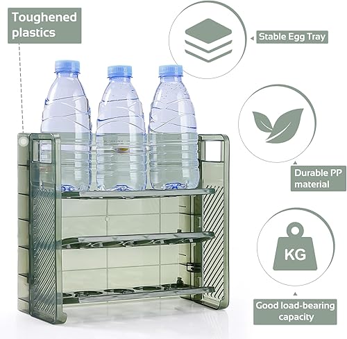 Miniatura 3 de MEEFAUE Soporte para huevos, contenedor de huevos de 30 unidades para refrigerador, soporte de huevos de gran capacidad para refrigerador, soporte