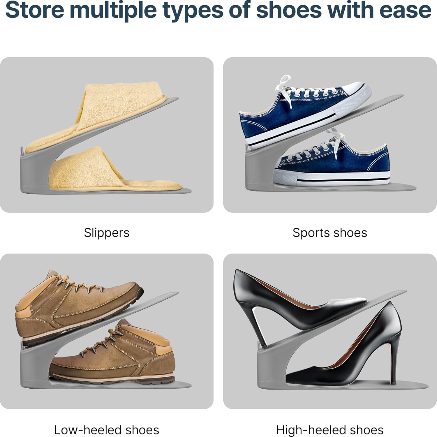 One-Piece Shoe Slot Organizer 20 Pack, Space-Saving Stackers for Closet, Entryway & Shoe Rack | No Assembly Needed