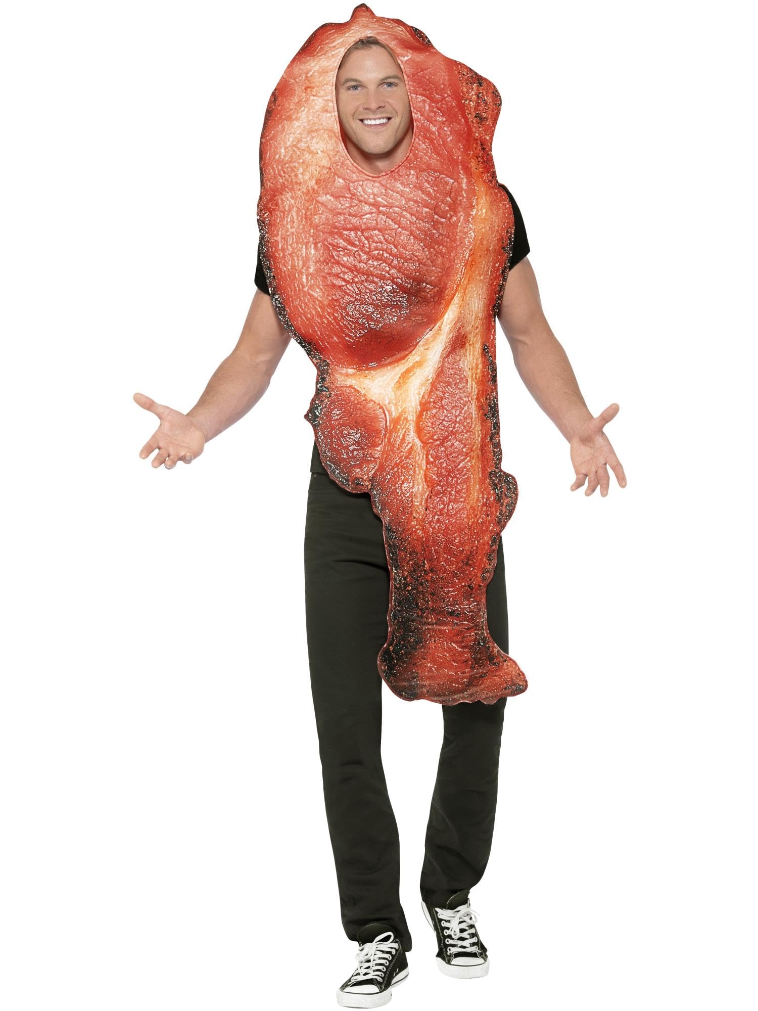 Smiffys Bacon Costume, Pink with Tabard, Sublimation Print, Funny Fancy Dress, Food/Drink Dress Up Costumes