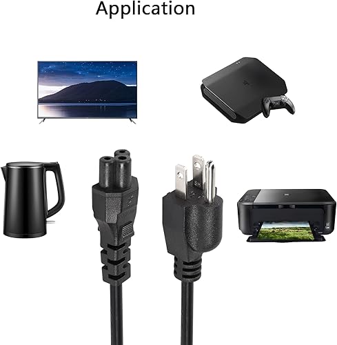 Miniatura 5 de CEERXIAN - Cable de alimentación corto de CA de 3 clavijas, Nema 5-15P macho a IEC 320 C5 hembra, cable de repuesto para computadora portátil