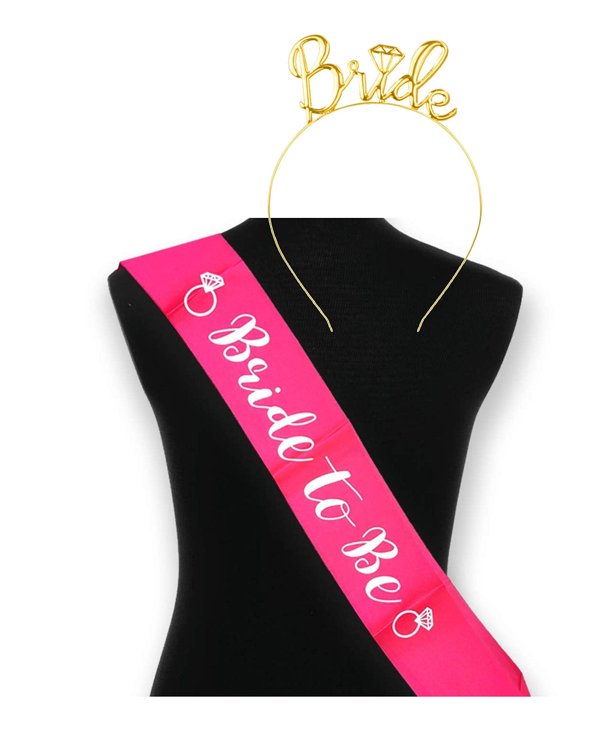 GRAND SHOP Bride to Be Sash and Headband Tiara Set for Bachelorette Party Bridal Shower Hen Party (B08WS1WX5Q) Amazon Price History, Amazon Price Tracker