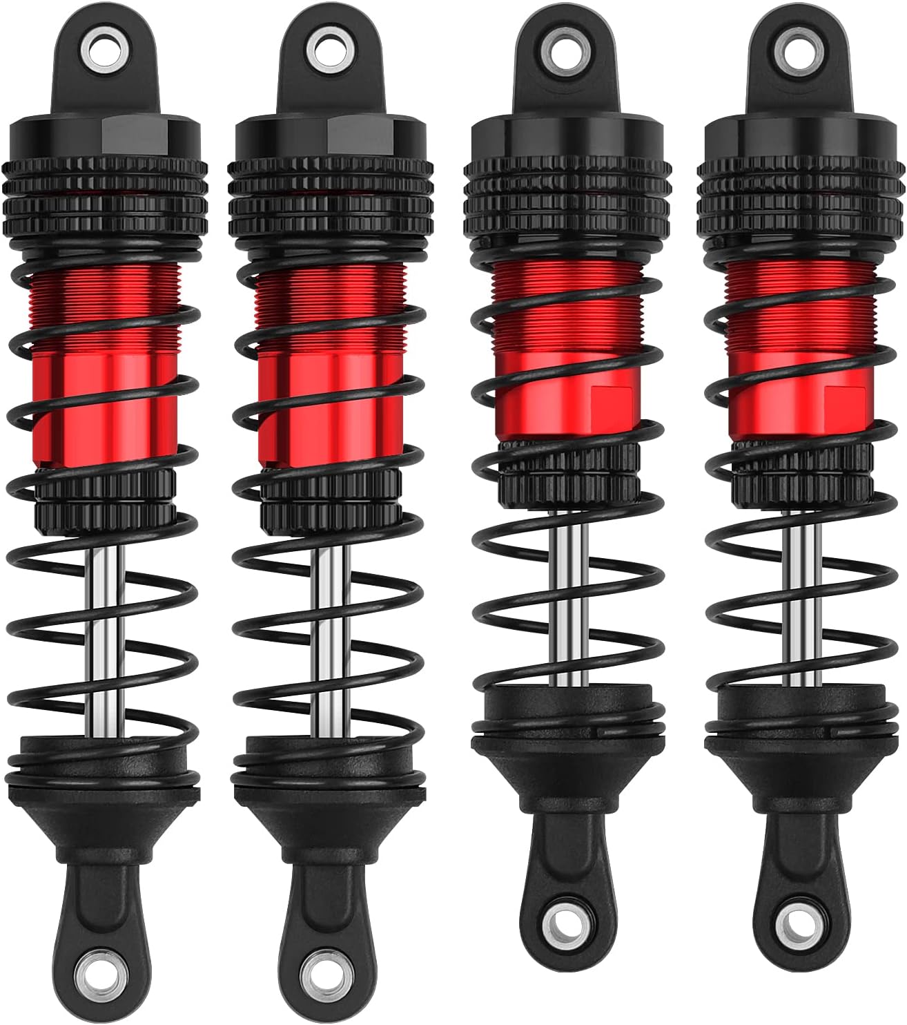 4PCS RC Cars Shock Absorber Set Compatible with 1/14 WLtoys 144001/144010, Team Associated 1/14 Reflex 14B 1:14 1:16 RC Buggy Off-Road Racing Upgraded Parts (Black Red)