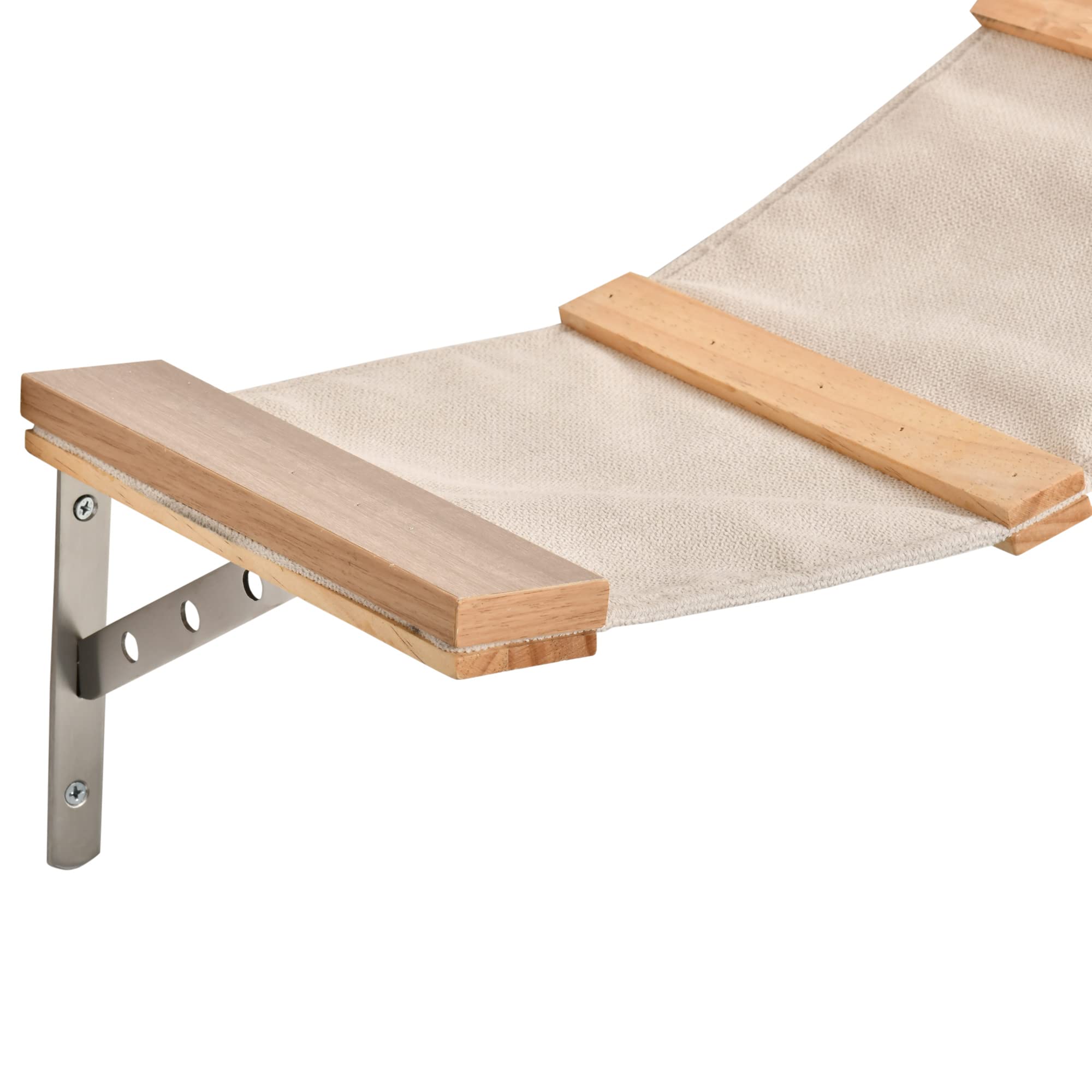 PawHut Tiragraffi per Gatti da Parete Set 4 Pezzi con Amache, Tiragraffi a Colonna e Passerella in Legno e Sisal, Marrone