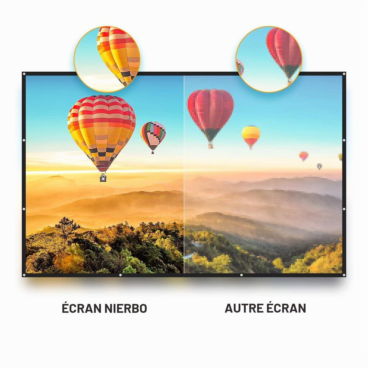250 Pouces Écran de Projection Écran de Projecteur en Toile Full HD 3D 4K 16 9 Portale pour Vidéoprojecteurs Home Cinema/Plein Air, 28 Œillets Métalliques (553x311cm)