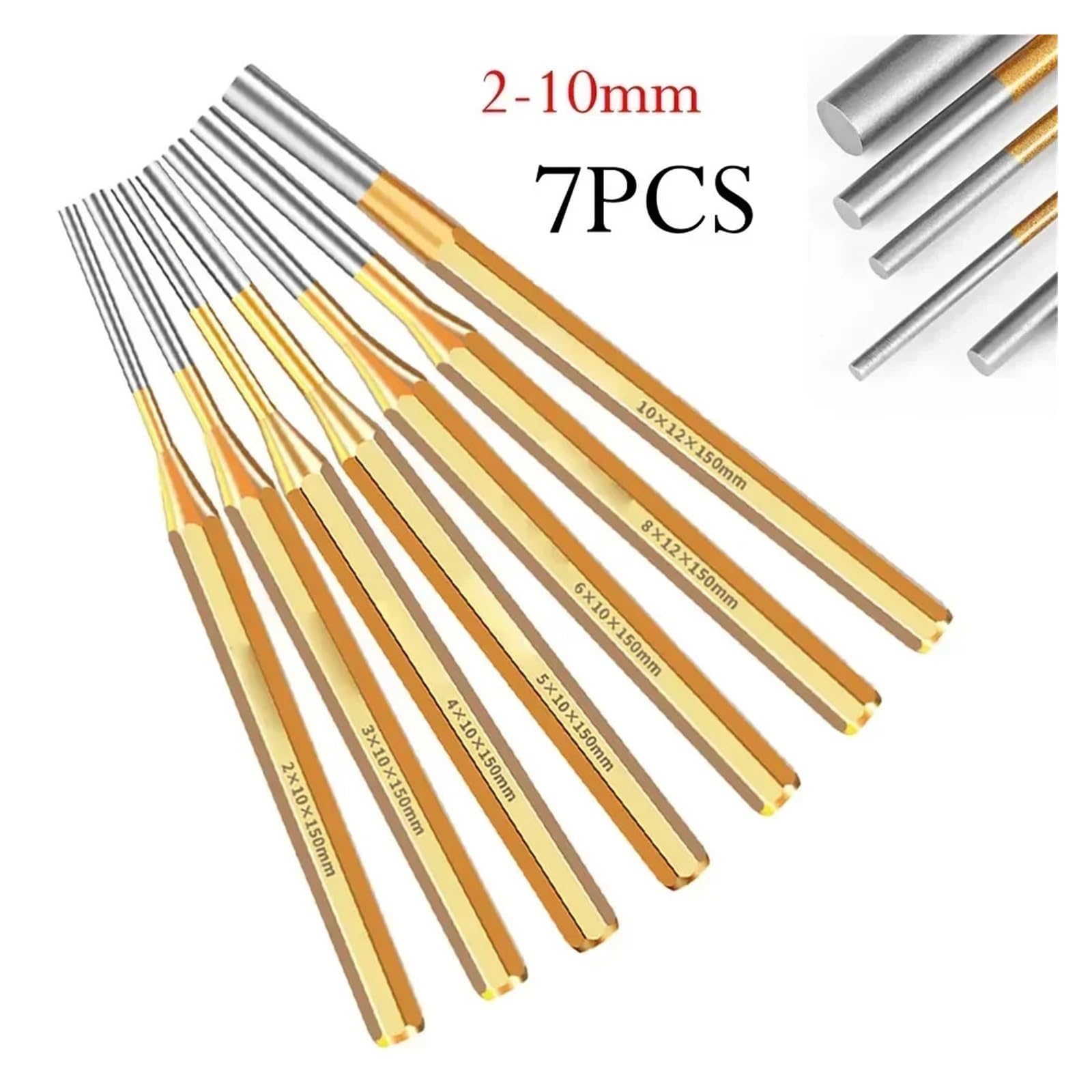 7 Uds., 2-10mm, punzón cilíndrico, cincel, Pin, herramienta, centro removedor, cono resistente, reparación de relojes