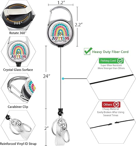 Miniatura 113 de Funny Chicken Badge Holder with Retractable Reel ID Card Badge Case with Carabiner Clip Heavy Duty Vertical Card Name Tag Badge Protector Cover for