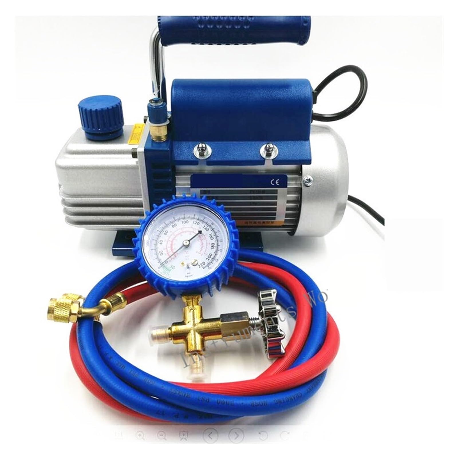 150 W Vakuumpumpe FY-1H-N Klimaanlage, Fluorid-Werkzeug, Vakuumpumpen-Set mit Kältemitteltabelle, Manometer, Kältemittelrohr Für Anfänger und Heimwerker