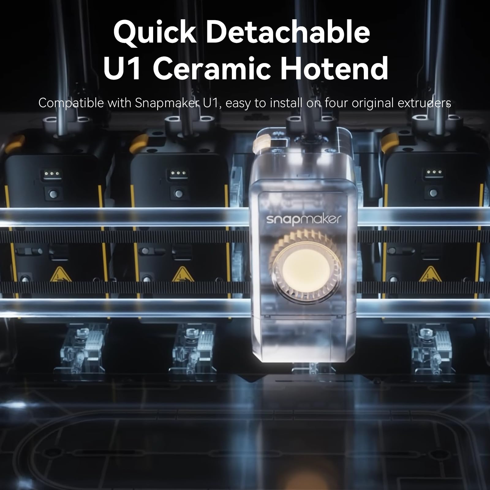 4 sztuki U1 Hotend 0,4 mm dysza ze stali hartowanej, kompatybilna z drukarką 3D Snapmaker U1, Hotend z ceramicznym ekstruderem do szybkiego nagrzewania, zestaw zamienny ze szczotką do dyszy