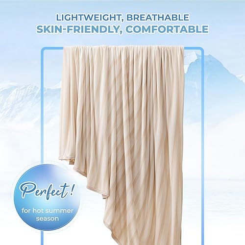 Vista 17 de Auemtyn Manta refrescante de doble cara de tamaño King para personas que duermen con calor Q-Max japonés > 0.5 Arc-Chill fibra de enfriamiento, Azul