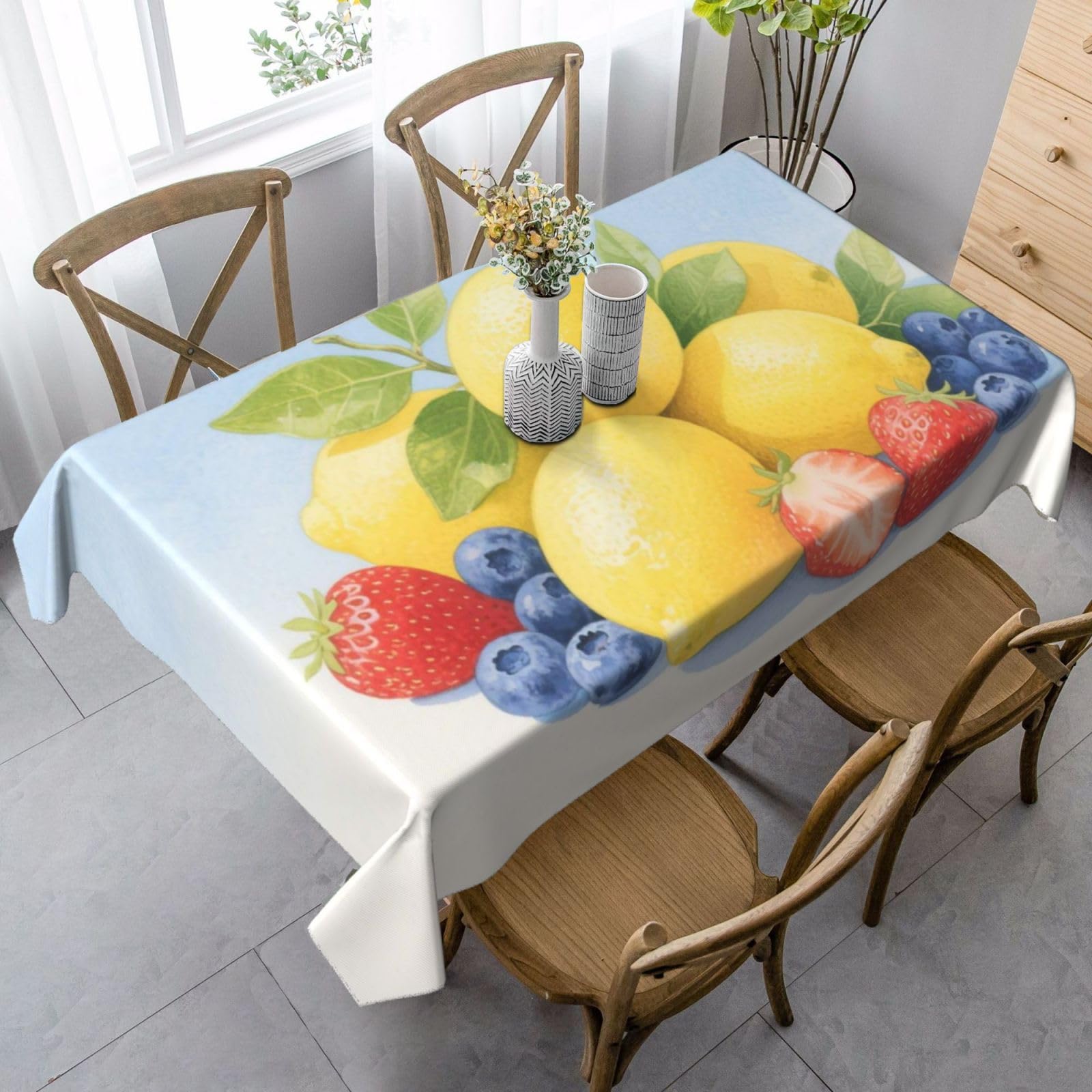 FekiLoot Fruit Lemon Rectangle Tablecloth 35x55 Inch, Washable Reusable Farmhouse Table Cloths Wrinkle Free and Spillproof Kitchen Dinning Table Cover for Party Wedding Picnic Home Decor Tablecloths