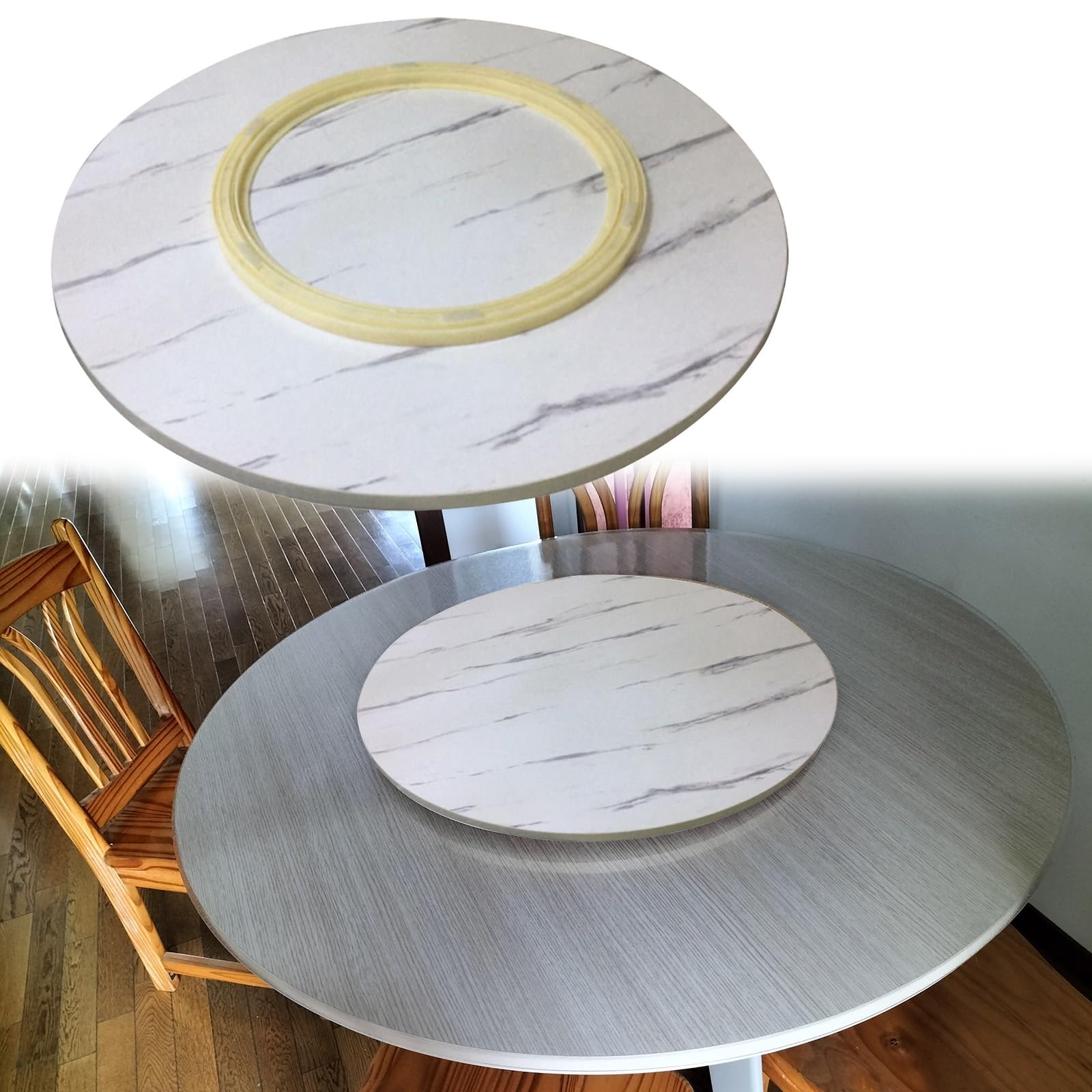 Lazy Susan - Piatto girevole da tavolo rotondo in legno, girevole a 360°, facile da usare, non richiede montaggio