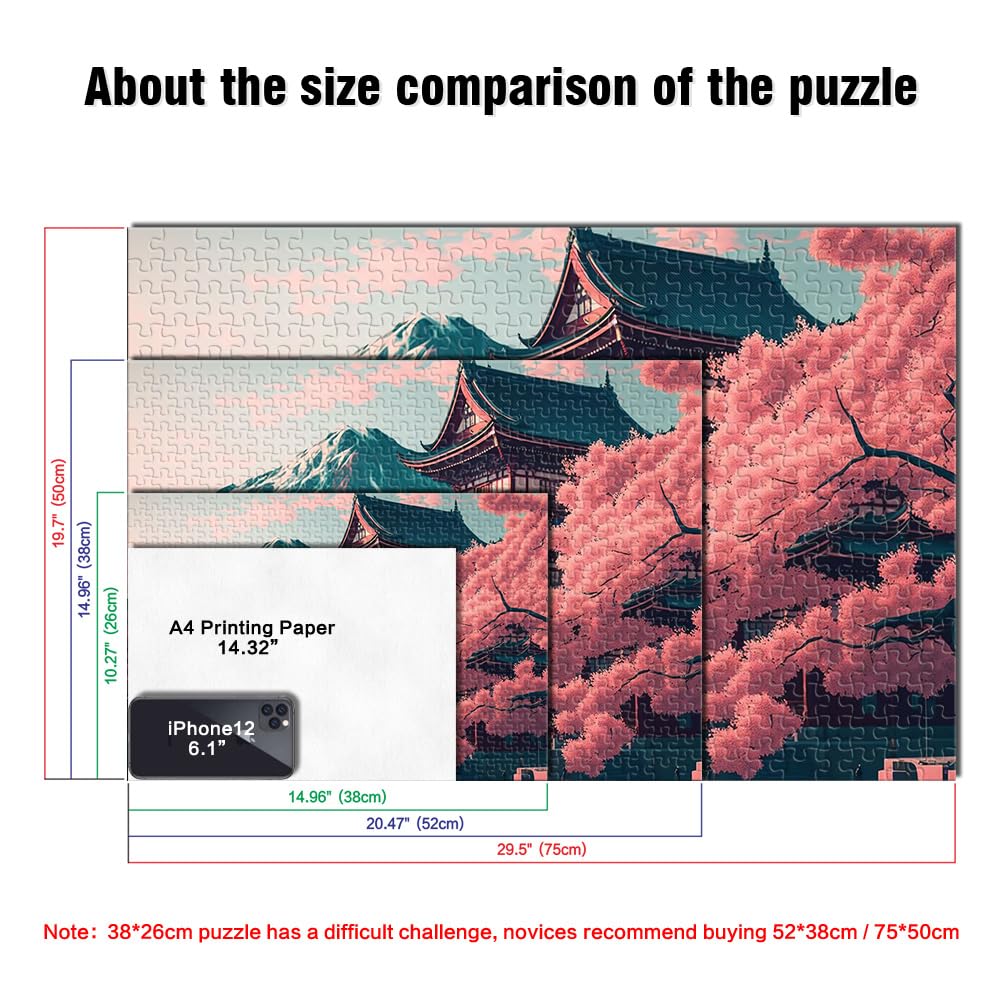 Puzzle 1000 pezzi Paesaggio giapponese Puzzle divertenti Puzzle in legno per adulti Puzzle da 1000 pezzi Giochi educativi per adulti e bambini 1000 pezzi （50x75 cm）