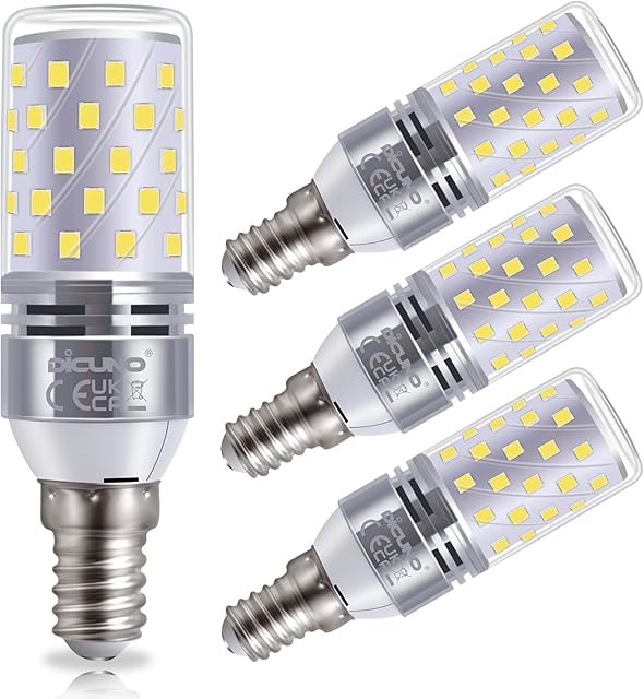 DiCUNO E14 LED Bulb 8W, E14 Small Edison Screw Light Bulbs, Cool White 6000K, 100W Incandescent Equivalent, 1000LM Non-Dimmable, 230V, SES Corn Light Bulbs for Home Lighting, Pack of 4