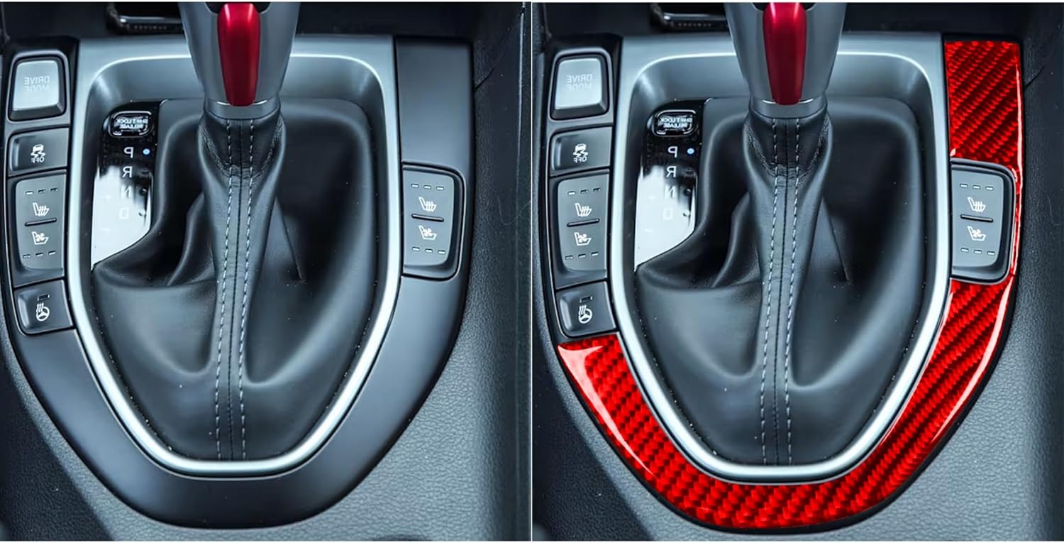 Carbon Fiber Frame Cover Trim Sticker Accessories Decoration Compatible with Hyundai Veloster 2018-2024 (Red, Gear Shift Frame 14)