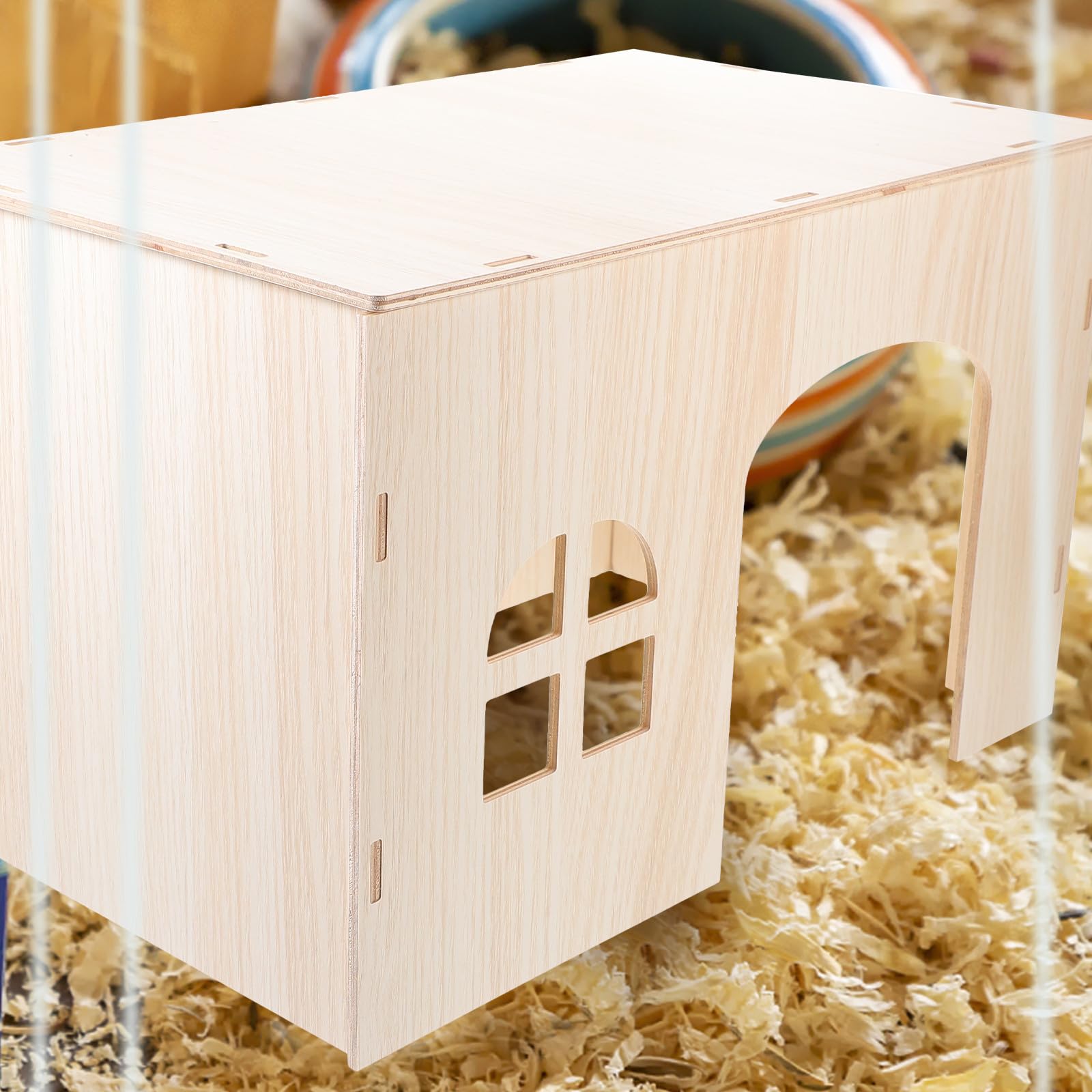 Levemolo Casetta Rifugio Robusto per Cincillà e Scoiattoli in Legno Beige Nido Sicuro e Accogliente per Piccoli Animali Domestici