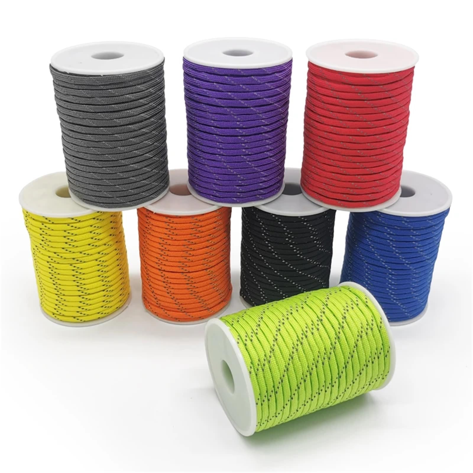Paracord, Lina 50/100 m wielofunkcyjna 7 rdzeniowa odblaskowa 550 4 mm Camping Outdoor Linka spadochronowa Smycz ratunkowa (czerwona, 30 M)