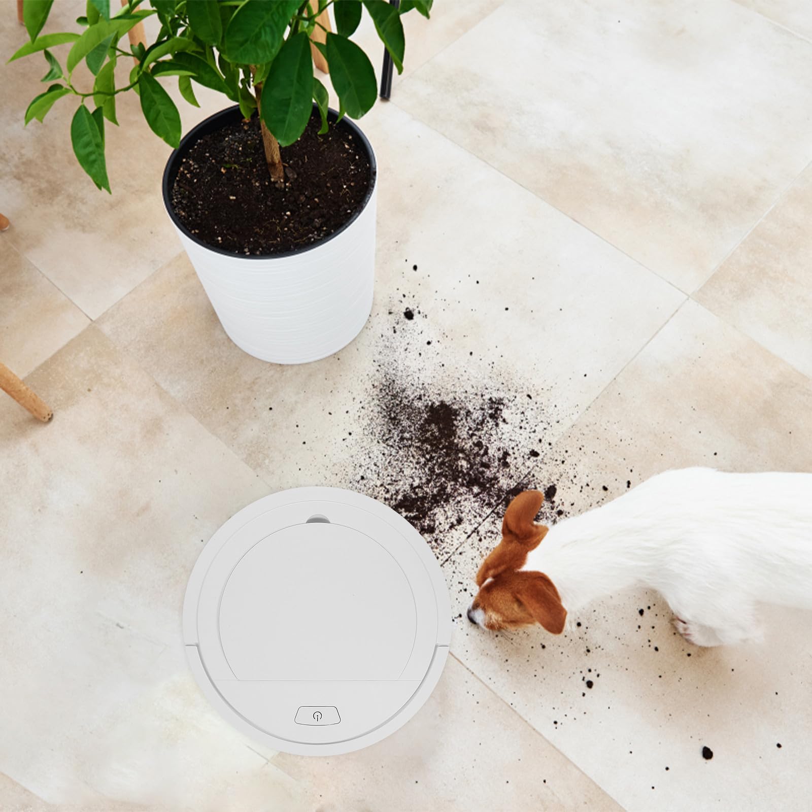 SECFOU Smart Robot Cleaner Senza Fili, Capacità 550ml, Bianco, per Home, Aspirazione Potente, Adatto a Uomo Anziano e Donna, per Pulizia di Casa