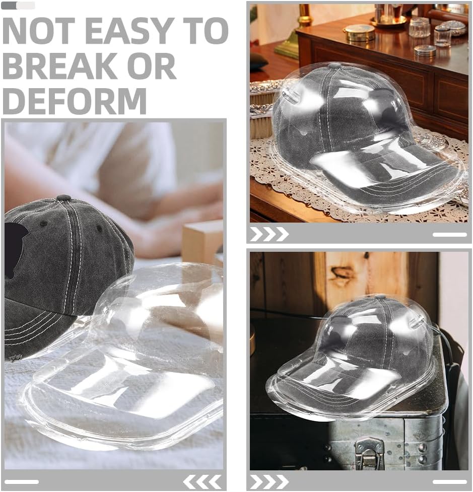 POPETPOP 2 Pcs Transparent Baseball Cap Storage Display Holder, Baseball Hat Display Case, Clear Hat Organizer for Baseball Collectibles, Stylish Tabletop Cap Rack