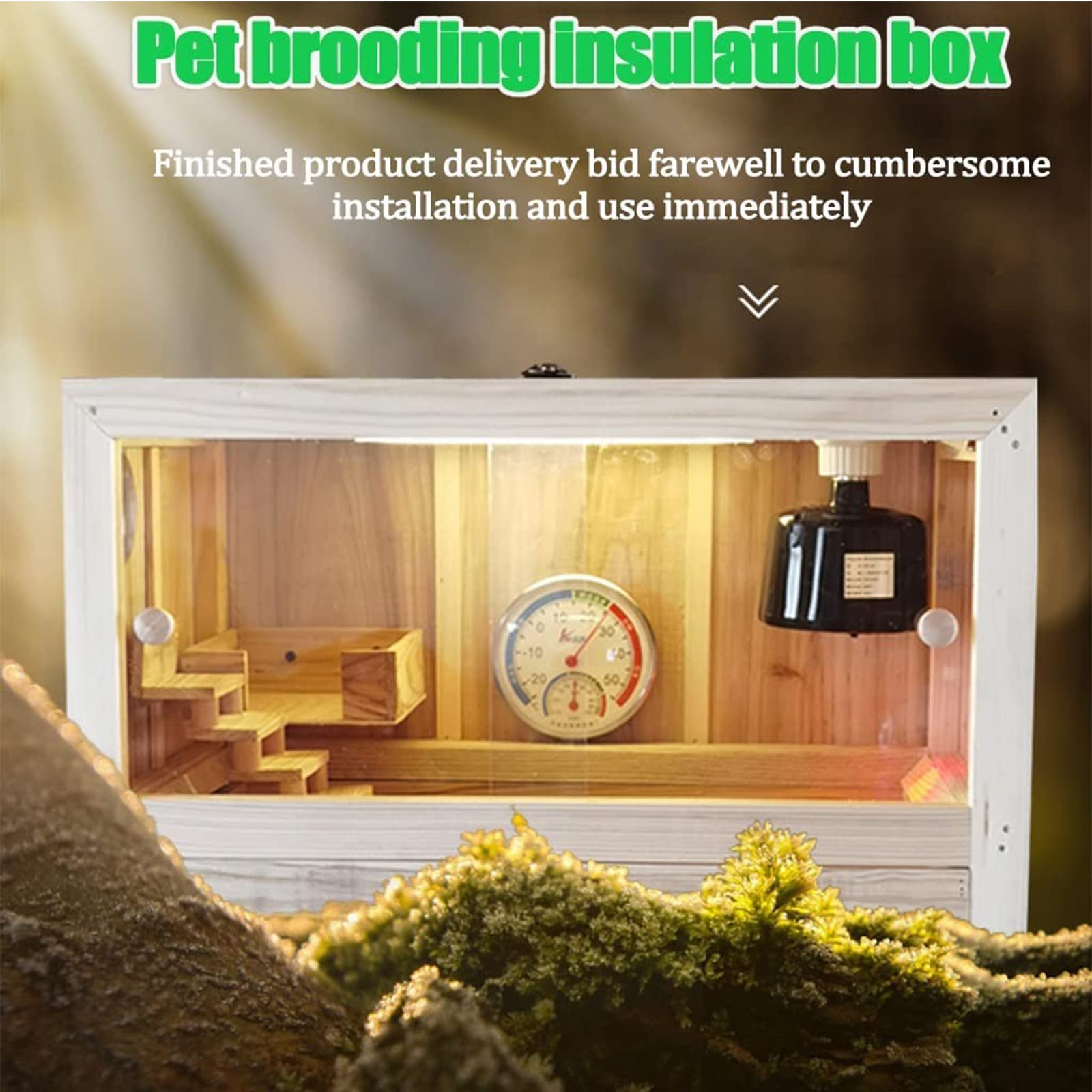 Wooden Reptile Breeding Box, Temperature-Controlled Climbing Pet