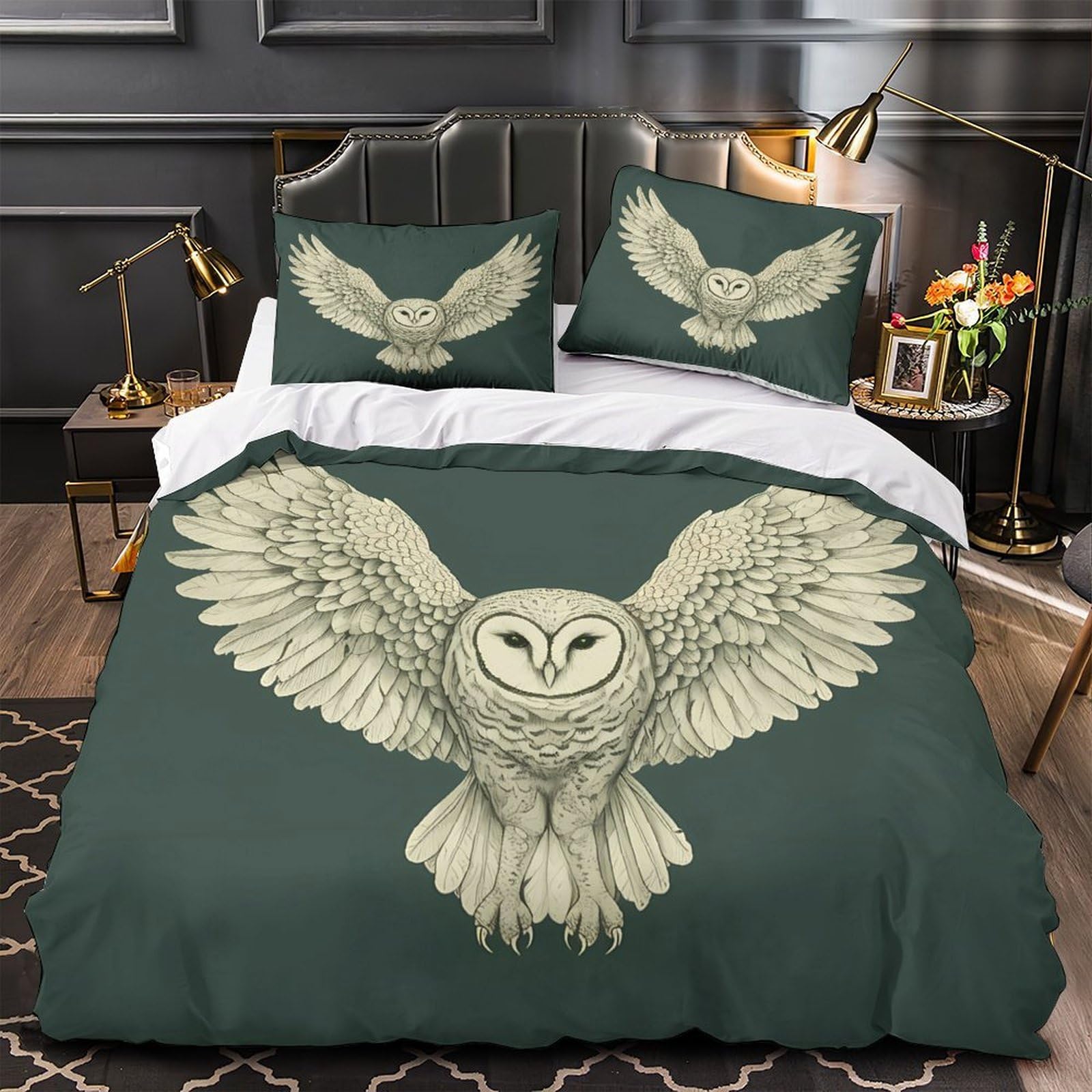 Parure de lit imprimé en 3D housse de couette double 200x200cm microfibre style baroque orné
