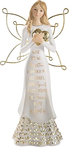 Pavilion Gift Company - Gone Yet Not Forgotten - Figura de ángel de memoria blanca y dorada de 9 pulgadas