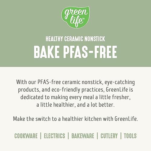 Miniatura 7 de GreenLife Juego de 6 utensilios antiadherentes para hornear, sartenes de cerámica no tóxicas sin PFAS, aptos para lavavajillas y horno hasta 450 F,