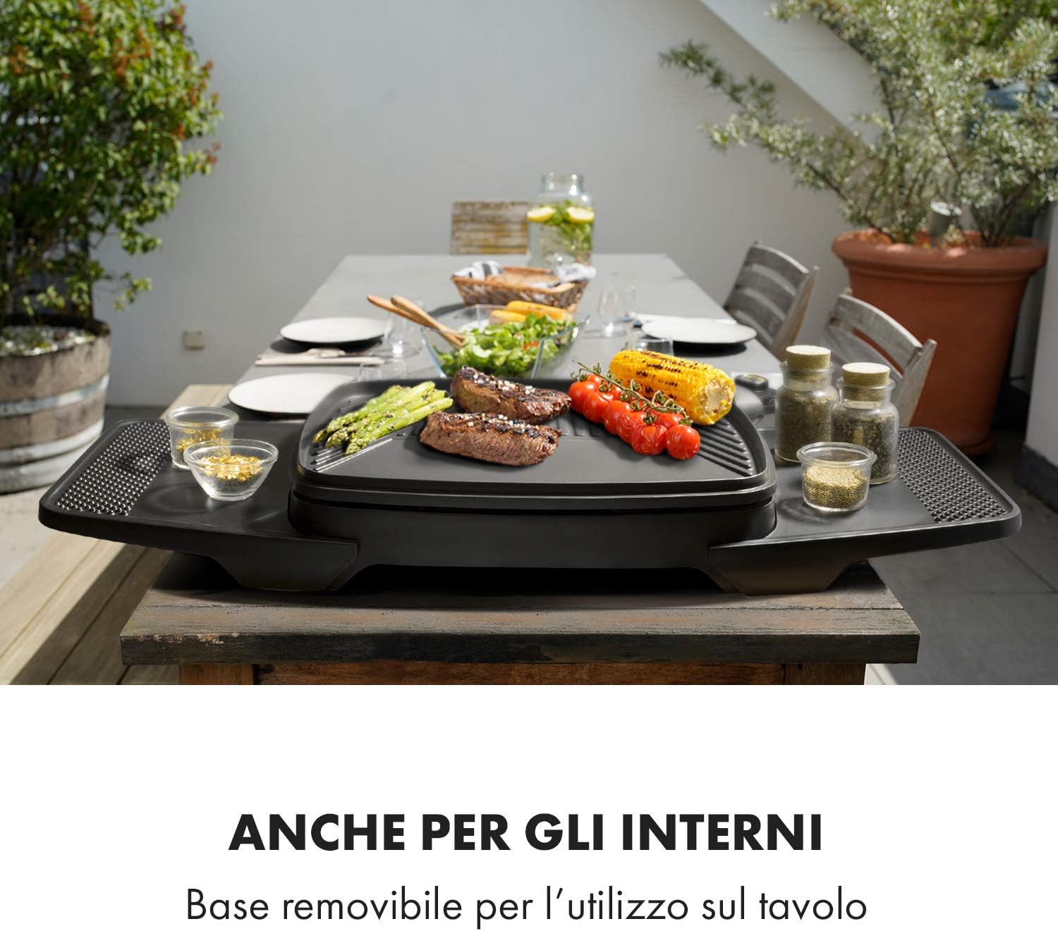 KLARSTEIN Gatsby - Grill Elettrico, 2000W, EasyGrill Concept, Piastra: 40x36 cm in Alluminio Pressofuso Antiaderente, Tavoli Laterali: 20 x 32 cm, Termostato, Ruote, Beige/Nero KLARSTEIN Gatsby - Grill Elettrico, 2000W, EasyGrill Concept, Piastra: 40x36 cm in Alluminio Pressofuso Antiaderente, Tavoli Laterali: 20 x 32 cm, Termostato, Ruote, Beige/Nero