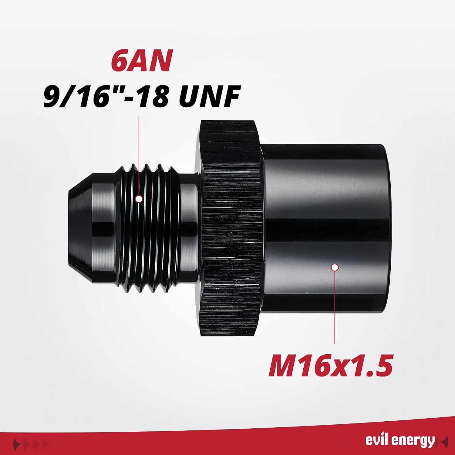 EVIL ENERGY TBI/Vortec 87-98 Truck 6AN Male to Female M16x1.5 Return Fuel Line Adapter Fitting O Ring Power Steering Hose End Connector Aluminum