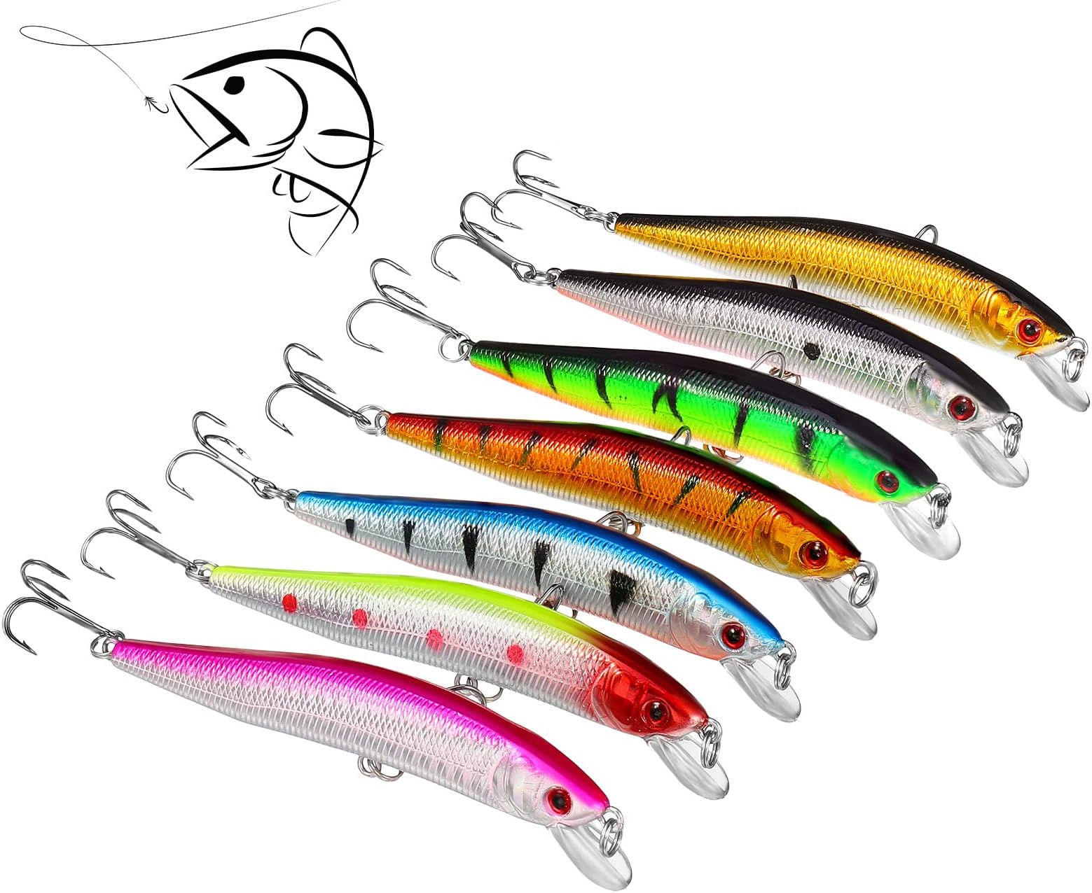 7pcs Fishing Lures Artificial Swimbait Sea Lures - Hard Bass Trout Bait for Saltwater Freshwater Fishing