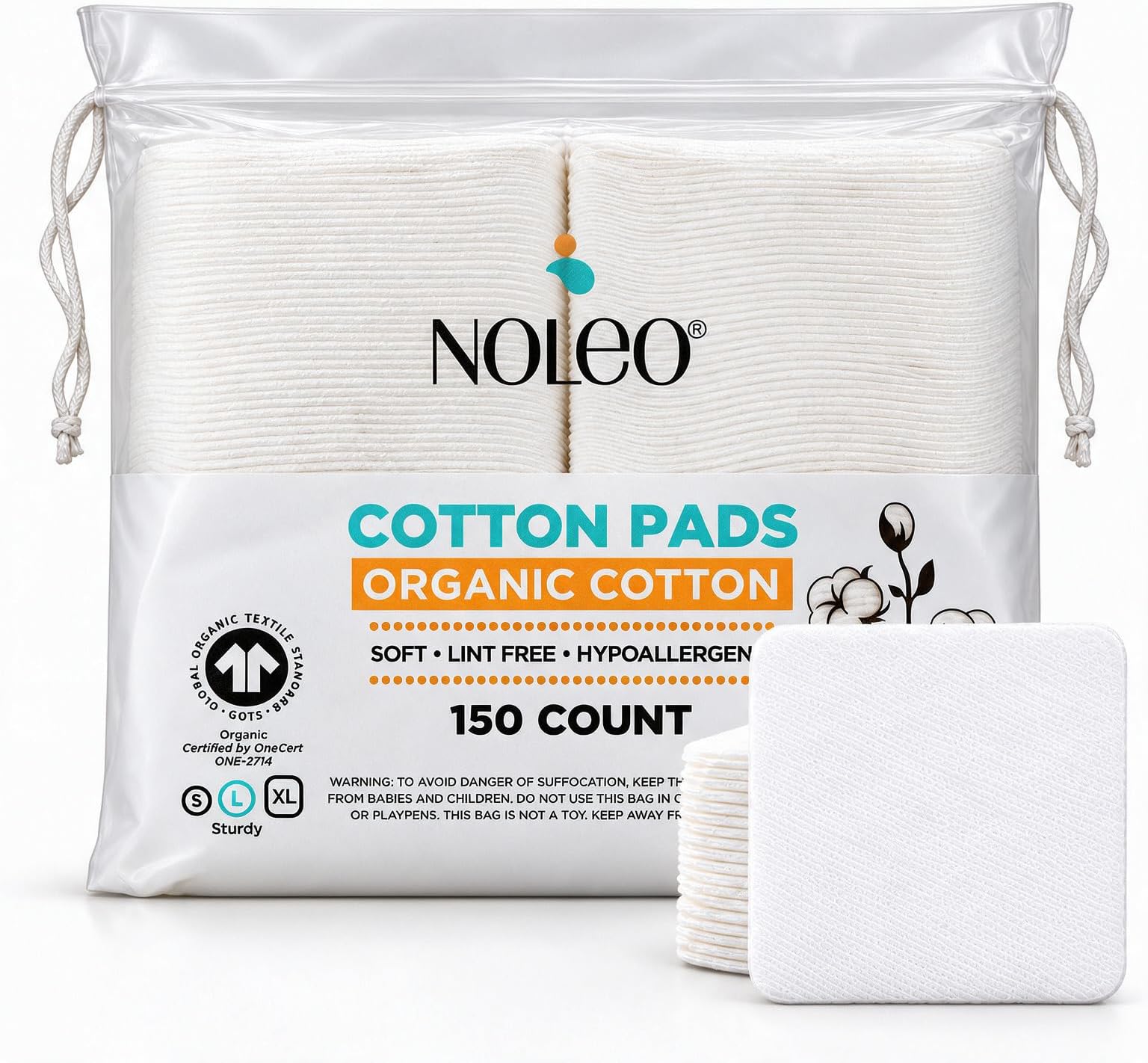 Cotton Rounds & Pads (150 Count (Pack of 1), Large & Pressed)